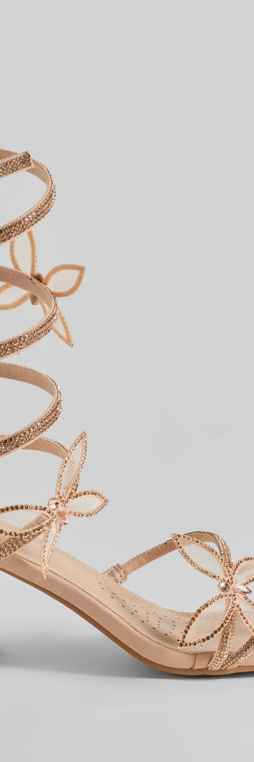 Social Sweetheart Butterfly Rhinestone Spiral Heels, a trendy nude addition to women's going-out outfits, is ideal for Christmas party outfits, chic NYE attire, or winter night-out looks that keep you on-trend!