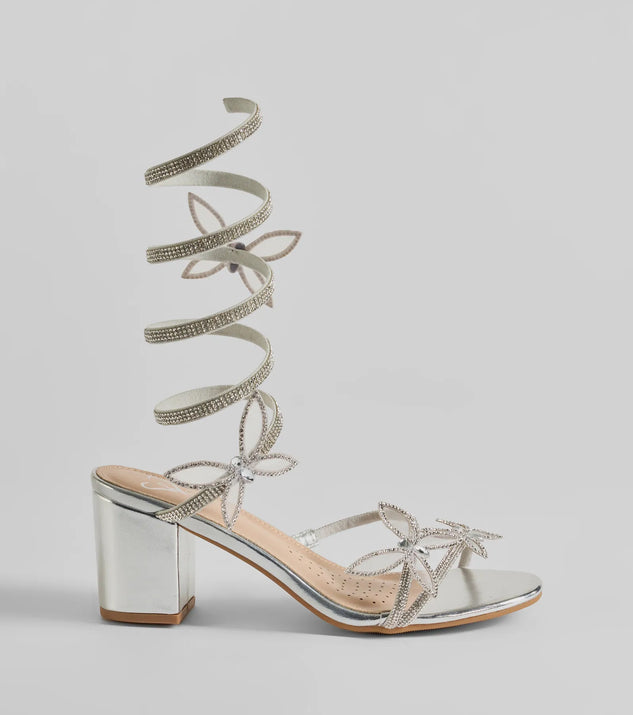Butterfly Effect Rhinestone Spiral Block Heels | Windsor