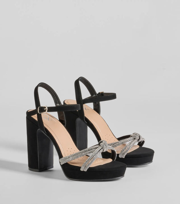 These black prom shoes, the Fabulous Impression Rhinestone Knot Platform Heels, combine sleek style and comfort for the perfect night out.
