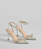 Get ready for any event with the Flawless Shimmer Strappy Glitter Stiletto Heels in silver, an essential start to creating a versatile outfit for women for parties, cocktail hours, or Valentine's Day events.