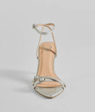 Get ready for any event with the Flawless Shimmer Strappy Glitter Stiletto Heels in silver, an essential start to creating a versatile outfit for women for parties, cocktail hours, or Valentine's Day events.