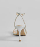 Get ready for any event with the Flawless Shimmer Strappy Glitter Stiletto Heels in silver, an essential start to creating a versatile outfit for women for parties, cocktail hours, or Valentine's Day events.