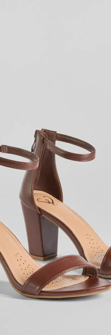 Step out in these Smooth And Chic Faux Leather Block Heels, perfect as prom shoes with their elegant style and glittering details to complement any outfit. Available in Brown.