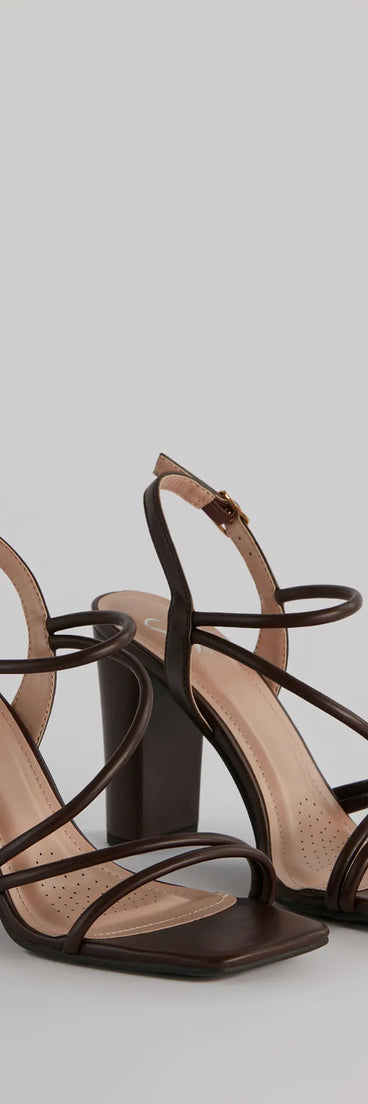 Elevate your work wardrobe with the Chic Staple Strappy Block Heels in brown, a versatile women's shoe perfect for the office; that combines style with comfort for seamless desk-to-dinner transitions.