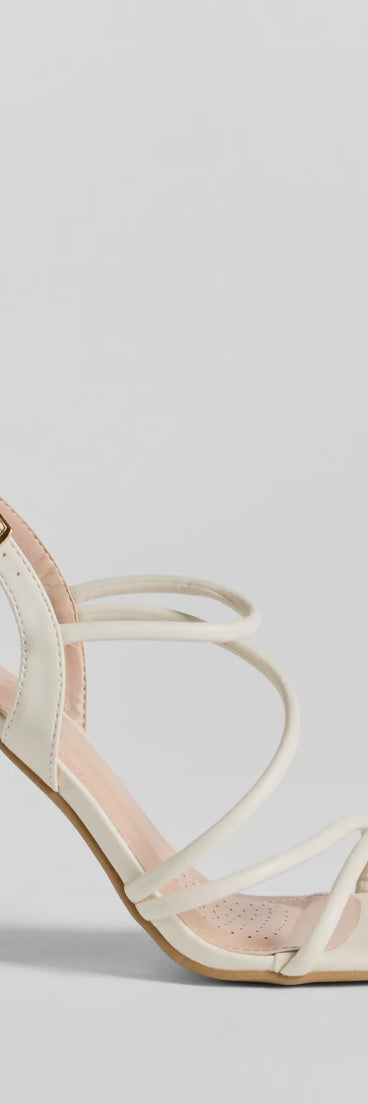 Elevate your work wardrobe with the Strut Your Stuff Strappy Faux Leather Block Heels in ivory, a versatile women's shoe perfect for the office; that combines style with comfort for seamless desk-to-dinner transitions.