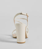 Elevate your work wardrobe with the Strut Your Stuff Strappy Faux Leather Block Heels in ivory, a versatile women's shoe perfect for the office; that combines style with comfort for seamless desk-to-dinner transitions.