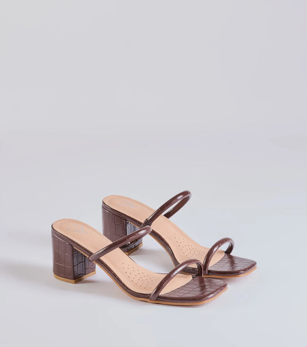 Elevate your work wardrobe with the City Strolls Strappy Faux Leather Block Heels in brown, a versatile women's shoe perfect for the office; that combines style with comfort for seamless desk-to-dinner transitions.