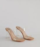 Elevate your work wardrobe with the Clearly On Trend PVC Strap Lucite Block Heels in clear, a versatile women's shoe perfect for the office; that combines style with comfort for seamless desk-to-dinner transitions.
