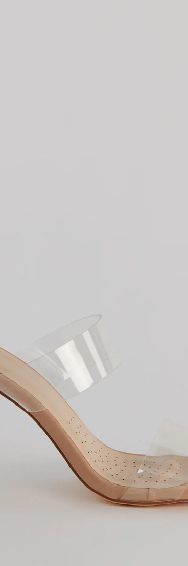 Elevate your work wardrobe with the Clearly On Trend PVC Strap Lucite Block Heels in clear, a versatile women's shoe perfect for the office; that combines style with comfort for seamless desk-to-dinner transitions.