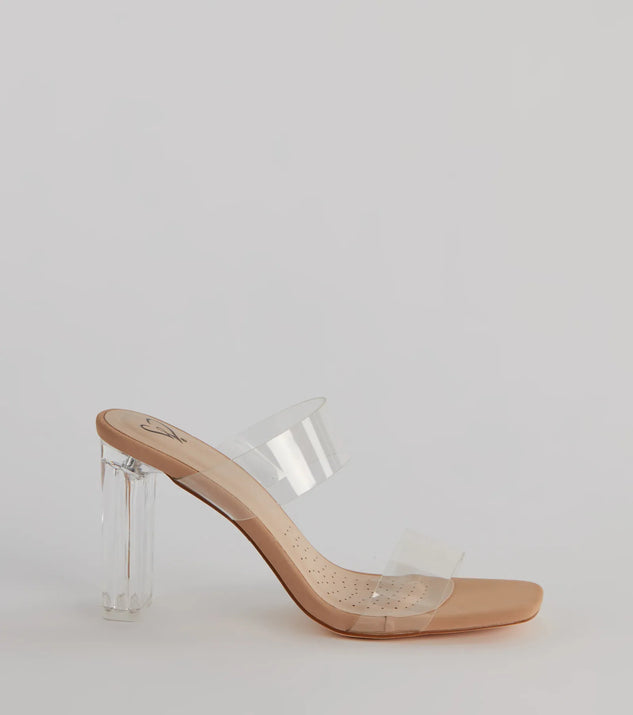 Clearly On Trend PVC Strap Lucite Block Heels Windsor