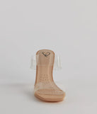 Elevate your work wardrobe with the Clearly On Trend PVC Strap Lucite Block Heels in clear, a versatile women's shoe perfect for the office; that combines style with comfort for seamless desk-to-dinner transitions.