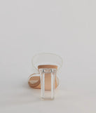 Elevate your work wardrobe with the Clearly On Trend PVC Strap Lucite Block Heels in clear, a versatile women's shoe perfect for the office; that combines style with comfort for seamless desk-to-dinner transitions.