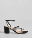 Midnight Light Rhinestone Strappy Block Heels are prom shoes with the perfect balance of style and comfort, ideal for dancing and long evening wear. Available in Black.