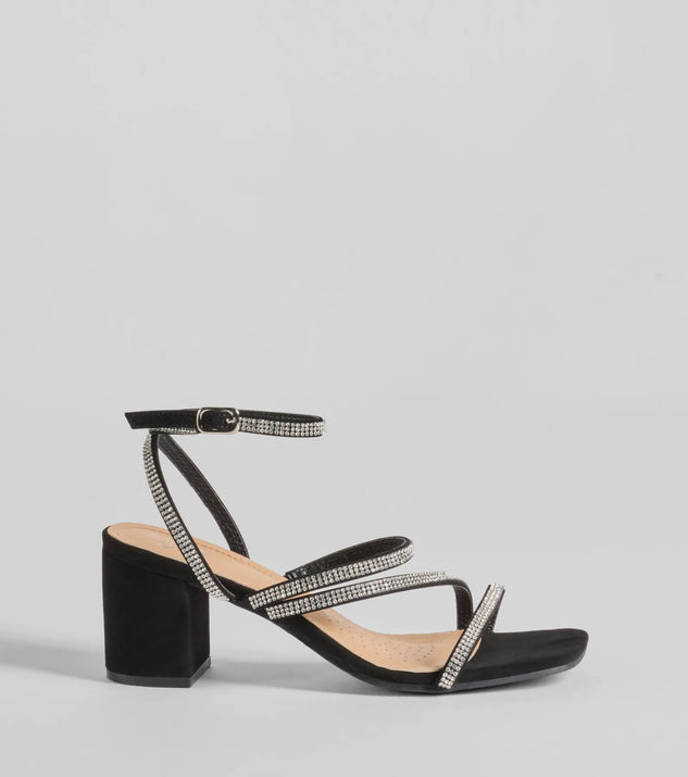 Midnight Light Rhinestone Strappy Block Heels | Windsor Midnight Light Rhinestone Strappy Block Heels | Windsor