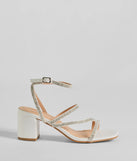 These white prom shoes, the Alluring Glamour Rhinestone Strappy Block Heels, combine sleek style and comfort for the perfect night out.