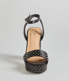 Get ready for any event with the Dazzling Moments Rhinestone Platform Satin Block Heels in black, an essential start to creating a versatile outfit for women for parties, cocktail hours, or Valentine's Day events.