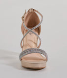 The Gloss Up Glitter Rhinestone Platform Block Heels in gold brings sleek style to any graduation outfit, from cap and gown to after-party.