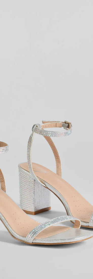 Glamour Ensured Rhinestone Glitter Block Heels are the perfect prom shoes, featuring a stylish and comfortable design that's ideal for dancing all night. Available in Silver.