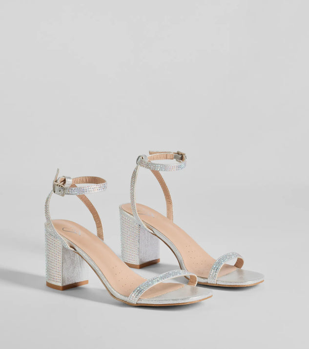 Glamour Ensured Rhinestone Glitter Block Heels are the perfect prom shoes, featuring a stylish and comfortable design that's ideal for dancing all night. Available in Silver.