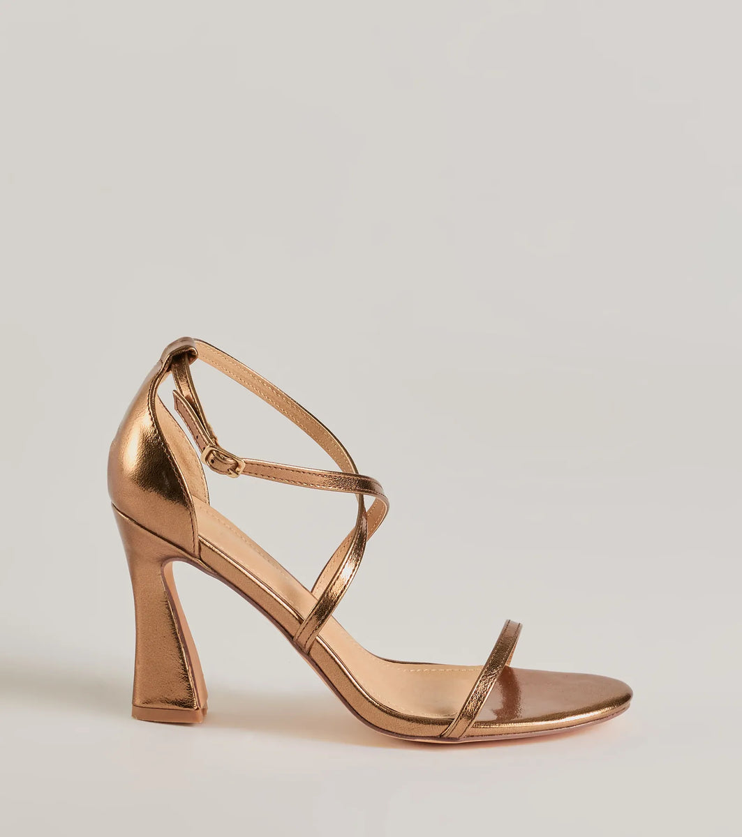 metallic block heels