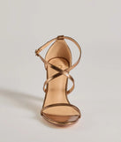 Glam Plans Strappy Metallic Block Heels are the perfect prom shoes, featuring a stylish and comfortable design that's ideal for dancing all night. Available in Bronze.
