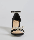 Dazzling Rhinestone Faux Pearl Bow Block Heels are the perfect prom shoes, featuring a stylish and comfortable design that's ideal for dancing all night. Available in Black.