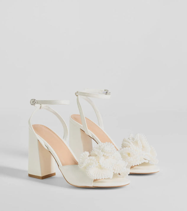 Darling Touch Beaded Ruffle Block Heels & Windsor