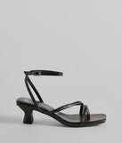 Elevate your work wardrobe with the Chic Moves Strappy Snake Print Kitten Heels in black, a versatile women's shoe perfect for the office; that combines style with comfort for seamless desk-to-dinner transitions.