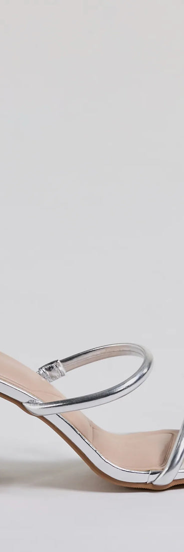 Day To Night Strappy Faux Leather Block Heels, a trendy silver addition to women's going-out outfits, is ideal for Christmas party outfits, chic NYE attire, or winter night-out looks that keep you on-trend!