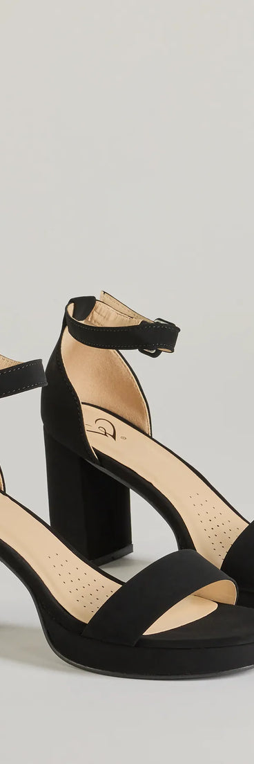 Elevate your work wardrobe with the Elevated Glam Platform Block Heels in black, a versatile women's shoe perfect for the office; that combines style with comfort for seamless desk-to-dinner transitions.