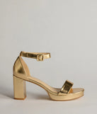 Bring The Shine Metallic Faux Leather Platform Heels, a trendy gold addition to women's going-out outfits, is ideal for Christmas party outfits, chic NYE attire, or winter night-out looks that keep you on-trend!