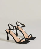 Style Pop Square Toe Nubuck Stiletto Heels, a trendy black addition to women's going-out outfits, is ideal for Christmas party outfits, chic NYE attire, or winter night-out looks that keep you on-trend!