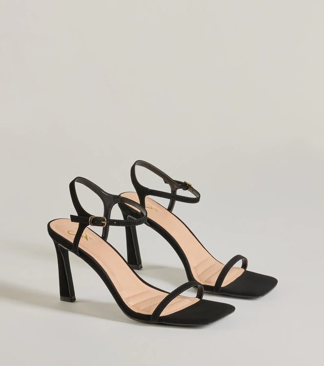 Style Pop Square Toe Nubuck Stiletto Heels, a trendy black addition to women's going-out outfits, is ideal for Christmas party outfits, chic NYE attire, or winter night-out looks that keep you on-trend!