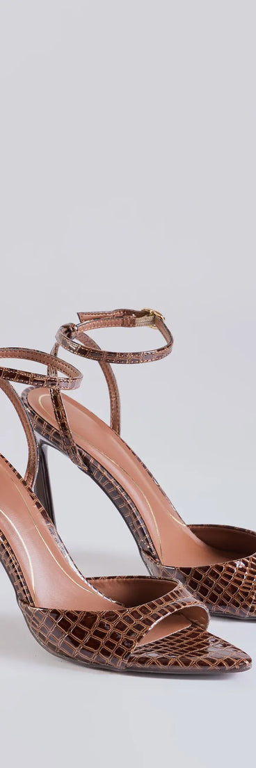 Get ready for any event with the Diva Delight Pointed Toe Stiletto Heels in brown, an essential start to creating a versatile holiday outfit for women for holiday parties, cocktail hours, or NYE events.