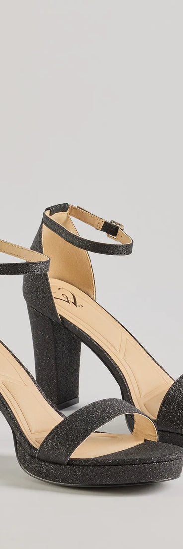 The Sparkle And Glow Glitter Mesh Platform Heels in black is an elevated pick for your best outfit yet, effortlessly delivering a polished look that's sure to turn heads at any celebration.