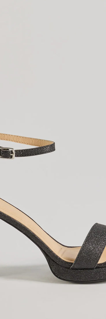 The Sparkle And Glow Glitter Mesh Platform Heels in black is an elevated pick for your best outfit yet, effortlessly delivering a polished look that's sure to turn heads at any celebration.