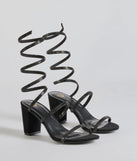 Get ready for any event with the Gorgeous Girl Rhinestone Spiral Nubuck Block Heels in black, an essential start to creating a versatile outfit for women for parties, cocktail hours, or Valentine's Day events.