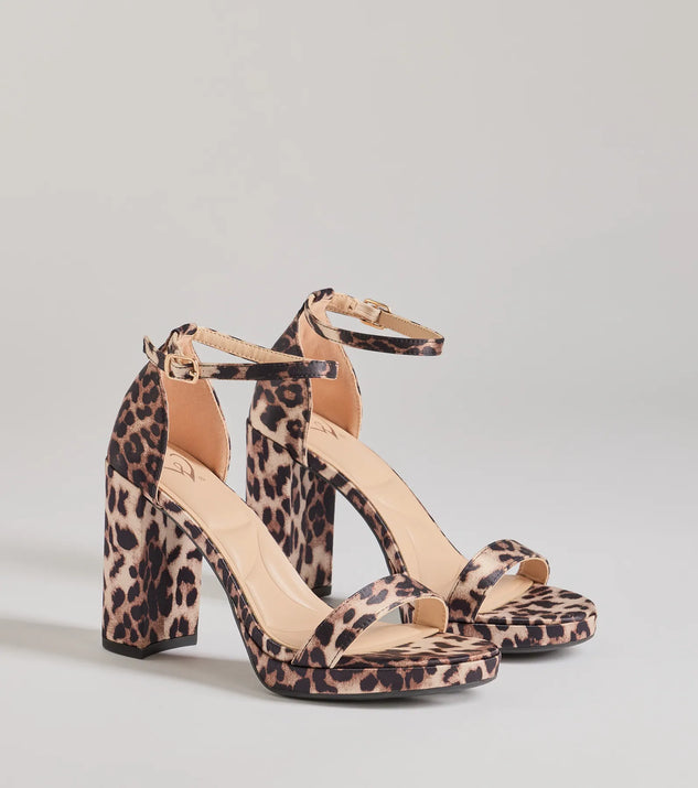 Untamed Glam Leopard Print Block Heels, a trendy leopard print addition to women's going-out outfits, is ideal for Christmas party outfits, chic NYE attire, or winter night-out looks that keep you on-trend!