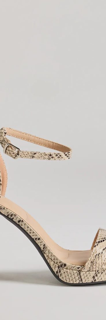 Elevate your work wardrobe with the Sassy Moment Snake Print Block Heels in snake, a versatile women's shoe perfect for the office; that combines style with comfort for seamless desk-to-dinner transitions.