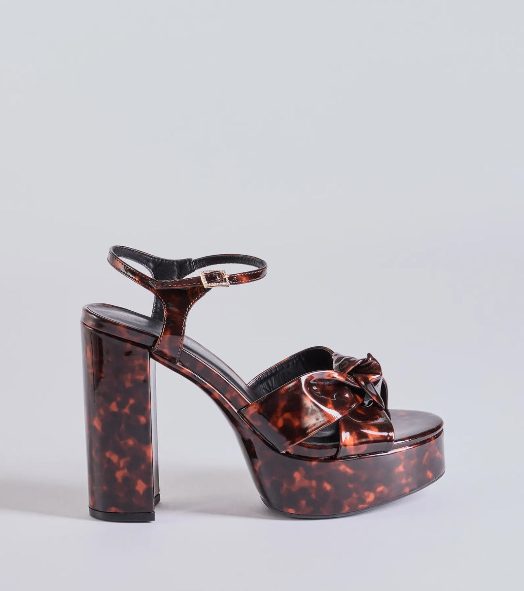 Chic Impression Tortoise Print Platform Knot Heels & Windsor