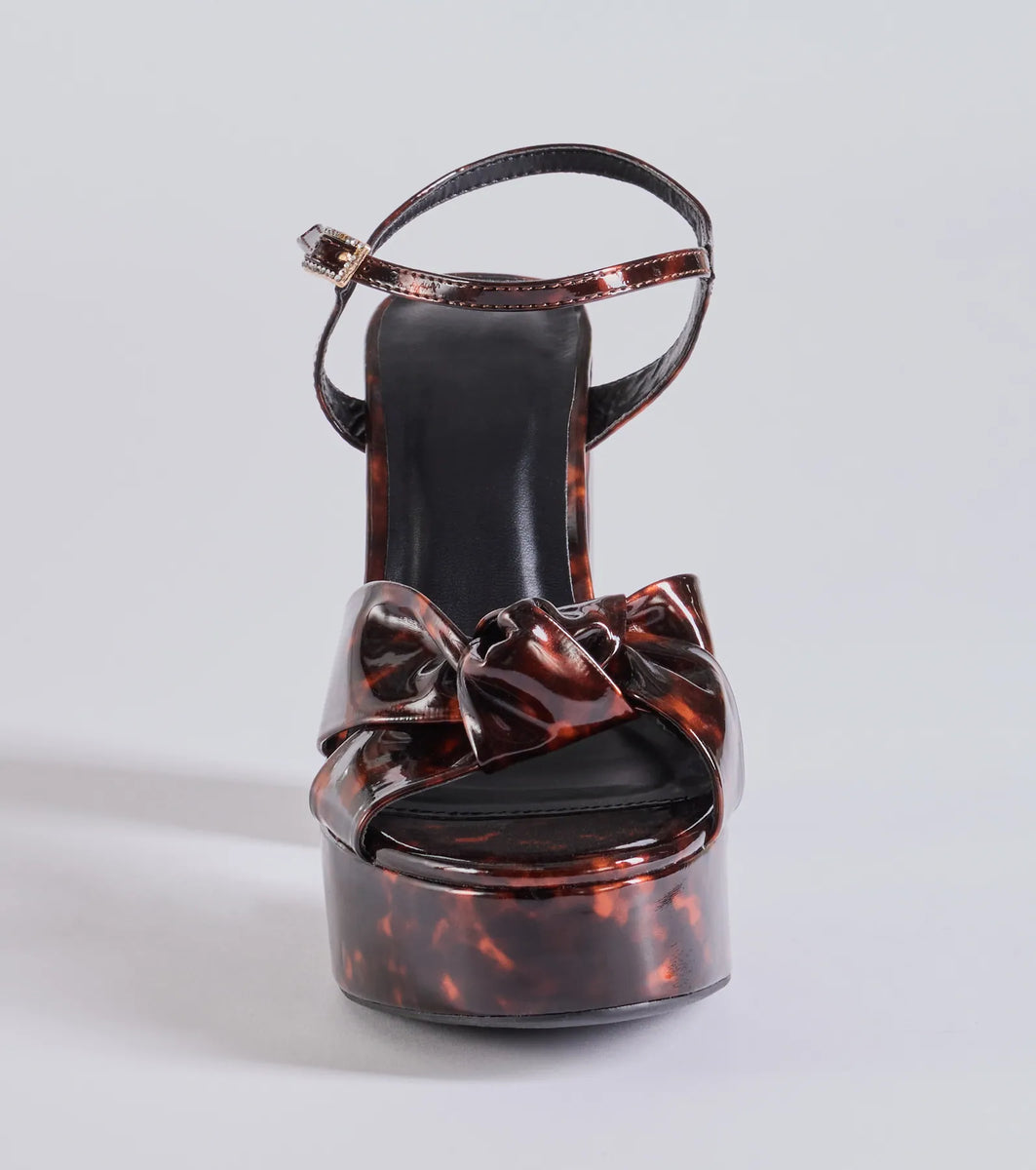 Tortoise Shell Pattern Heels Chic Impression Tortoise Print Platform Knot Heels & Windsor