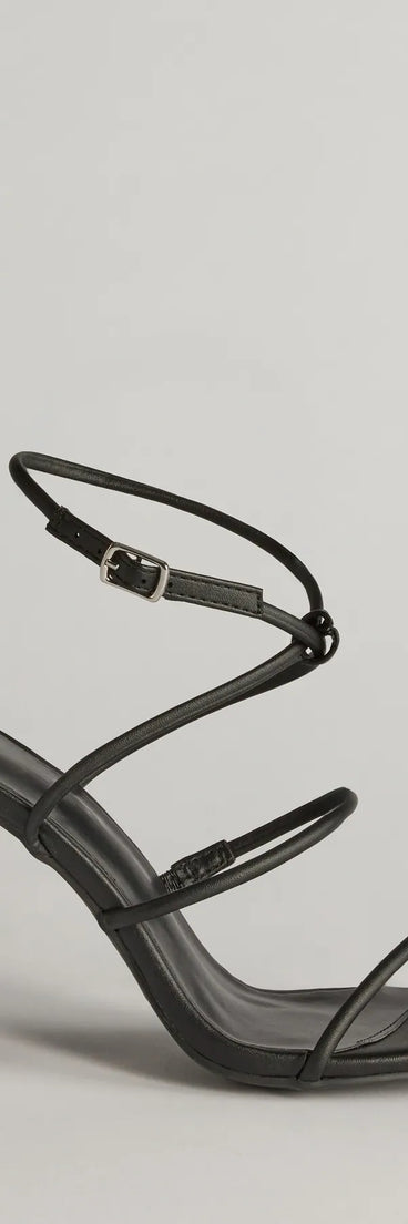 Endlessly Sleek Multi-Strap Block Heels, a trendy black addition to women's going-out outfits, is ideal for Christmas party outfits, chic NYE attire, or winter night-out looks that keep you on-trend!