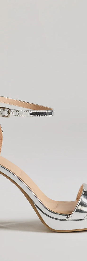 The Glam Metallic Faux Leather Platform Block Heels in silver brings sleek style to any graduation outfit, from cap and gown to after-party.