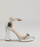 The Glam Metallic Faux Leather Platform Block Heels in silver brings sleek style to any graduation outfit, from cap and gown to after-party.