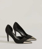 Elevate your work wardrobe with the Country Chic Western Toe Cap Stiletto Pumps in black, a versatile women's shoe perfect for the office; that combines style with comfort for seamless desk-to-dinner transitions.