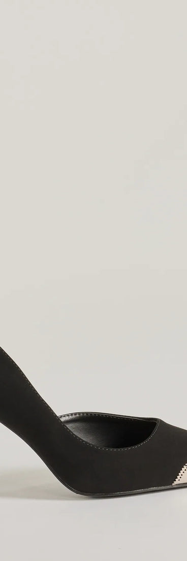 Elevate your work wardrobe with the Country Chic Western Toe Cap Stiletto Pumps in black, a versatile women's shoe perfect for the office; that combines style with comfort for seamless desk-to-dinner transitions.