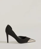 Elevate your work wardrobe with the Country Chic Western Toe Cap Stiletto Pumps in black, a versatile women's shoe perfect for the office; that combines style with comfort for seamless desk-to-dinner transitions.