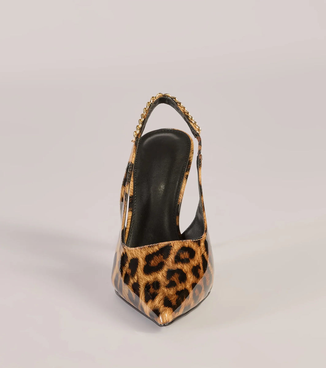 Leopard Slingback Heel Pumps