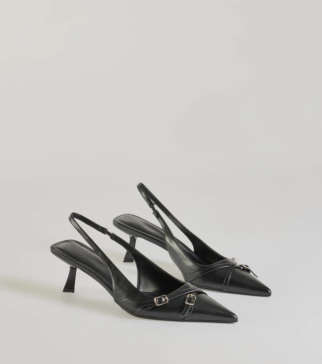 The Raise The Bar Kitten Heel Mules are women's black shoes for work, featuring a sleek silhouette and cushioned sole for all-day comfort, and are a trendy choice for professional or business casual outfits.