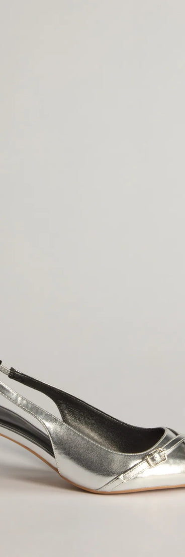 Elevate your work wardrobe with the Chic Strut Faux Leather Stiletto Heels in silver, a versatile women's shoe perfect for the office; that combines style with comfort for seamless desk-to-dinner transitions.